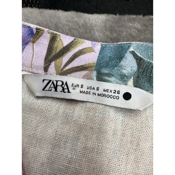 ZARA Floral Patchwork Linen Blend Long Sleeve Mini Dress Small 2725/119/330 - Picture 14 of 16